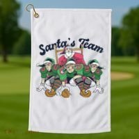 Santas Team Christmas Football Elf Team Golf Towel thumb 1