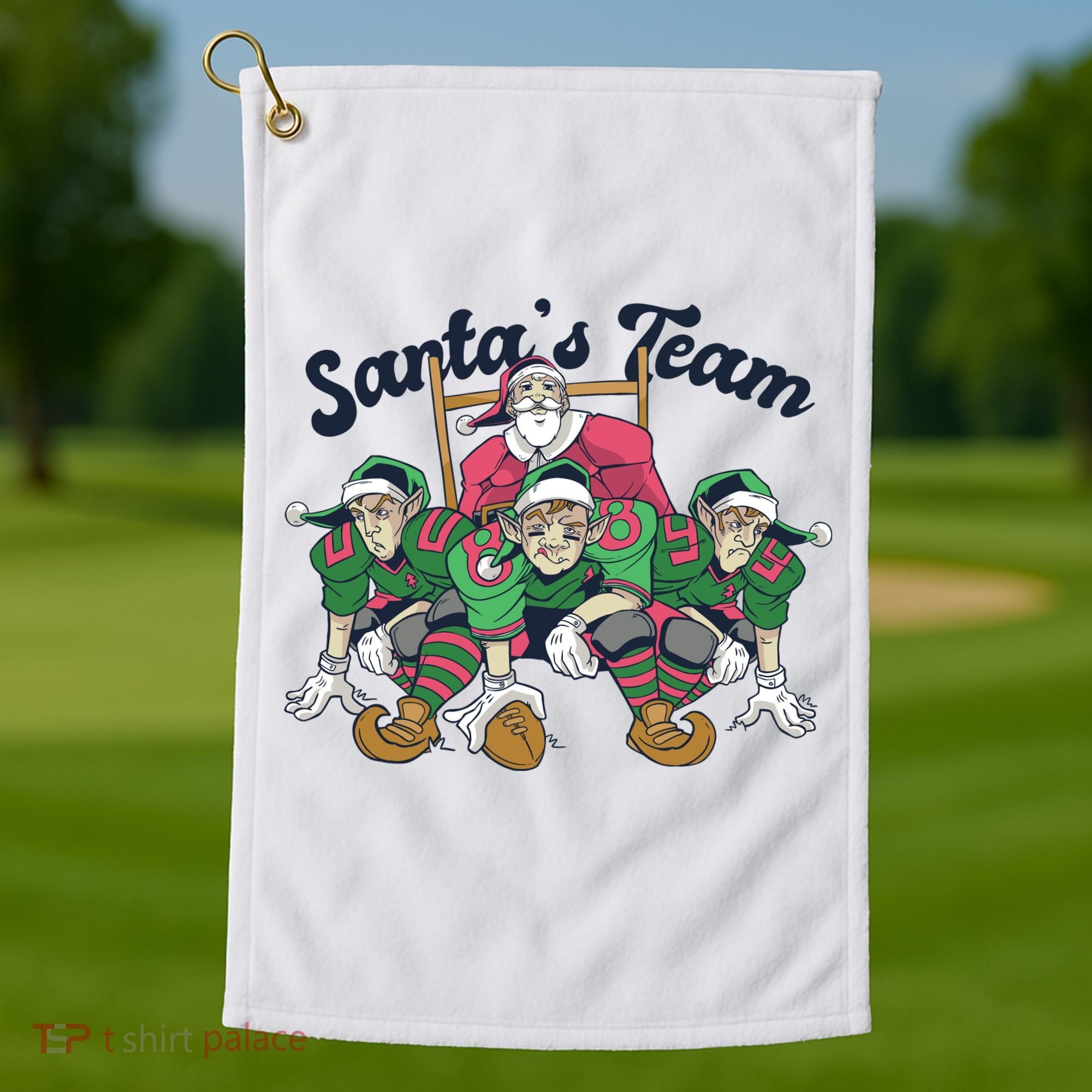 Santas Team Christmas Football Elf Team Golf Towel