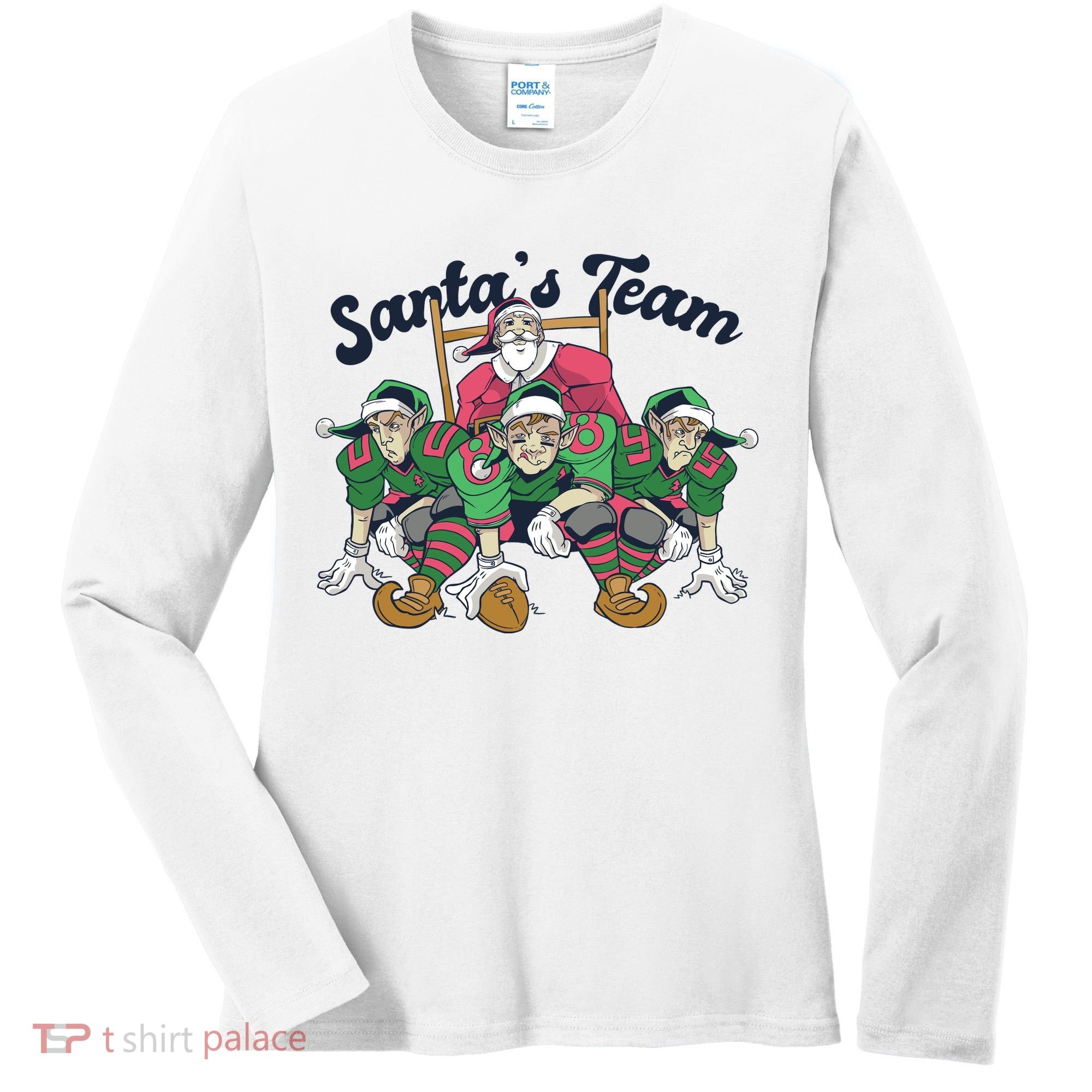 Santas Team Christmas Football Elf Team Women's Long Sleeve Shirt