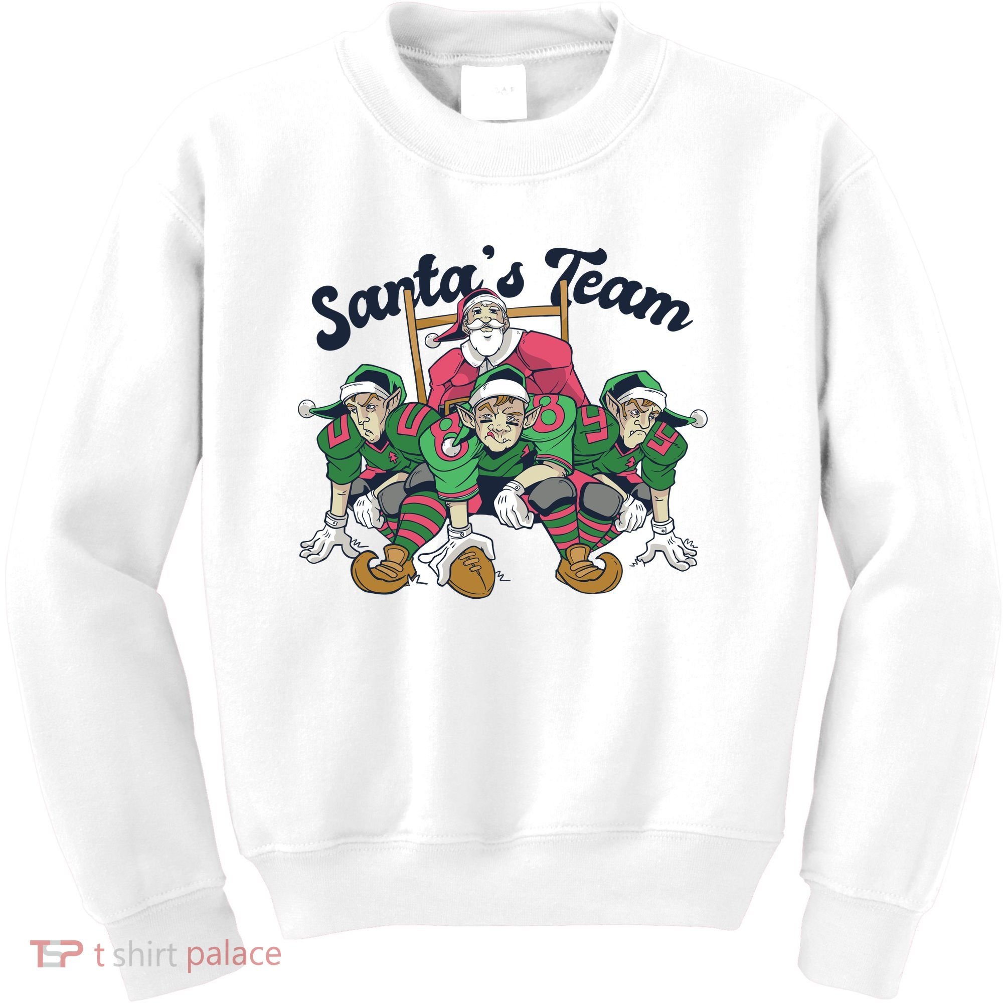 Santas Team Christmas Football Elf Team Kids Sweatshirt