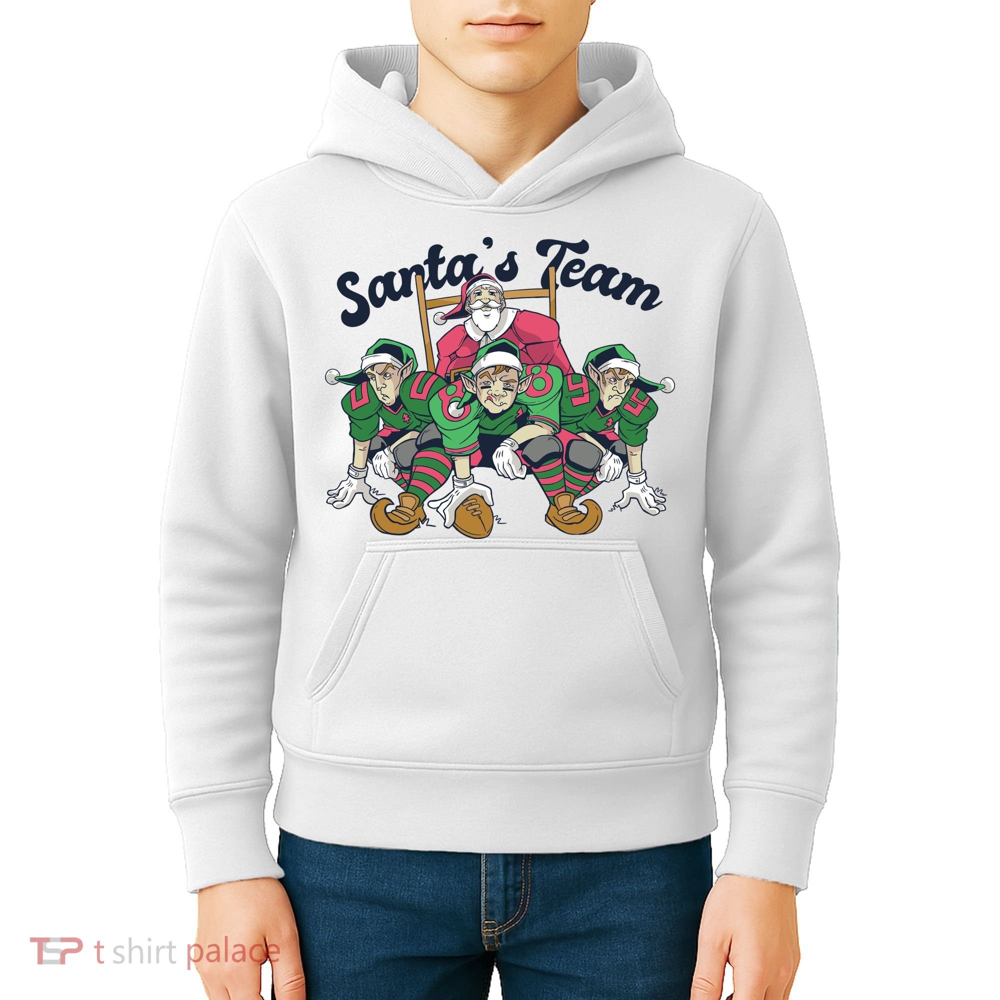 Santas Team Christmas Football Elf Team Kids Hoodie