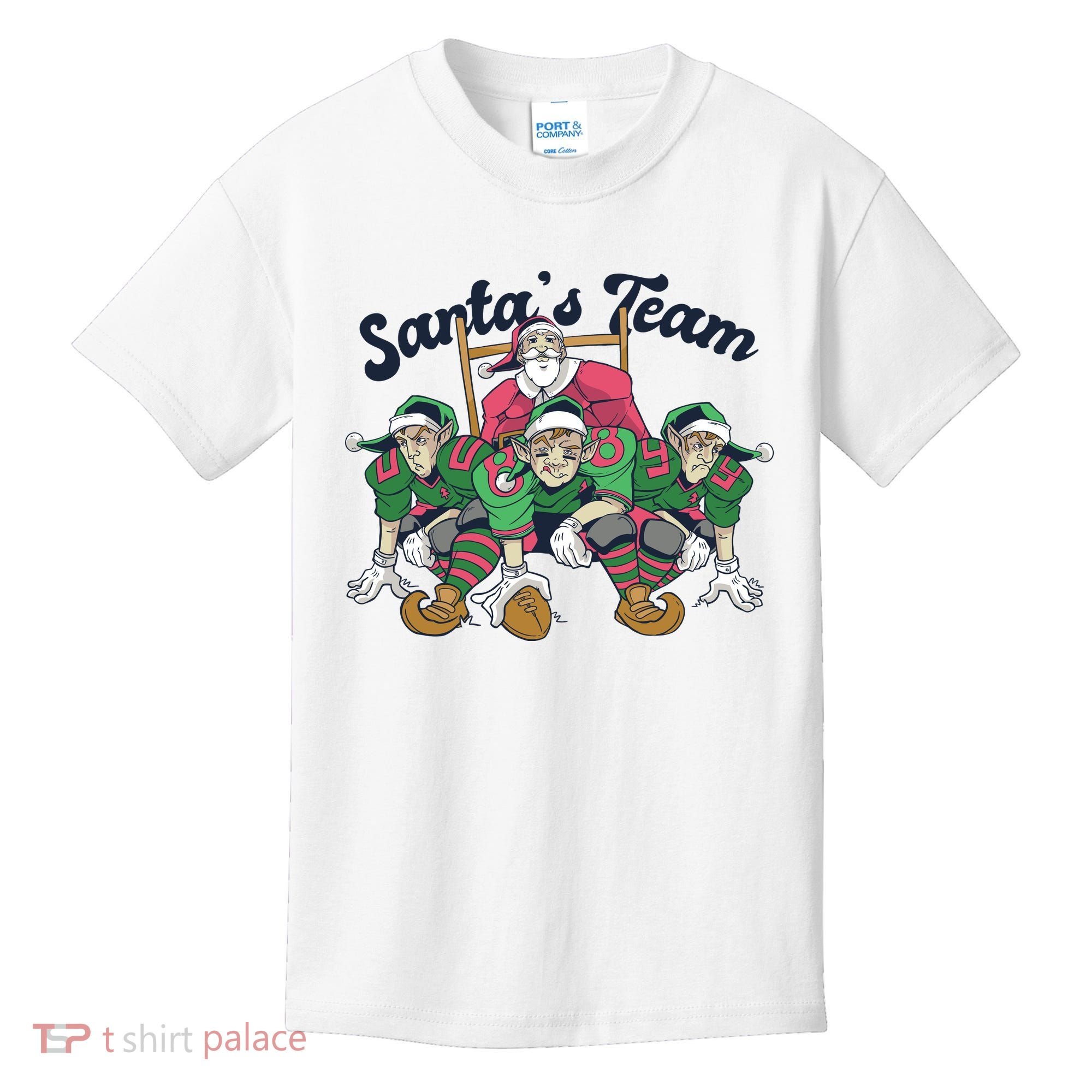 Santas Team Christmas Football Elf Team Kids T-Shirt