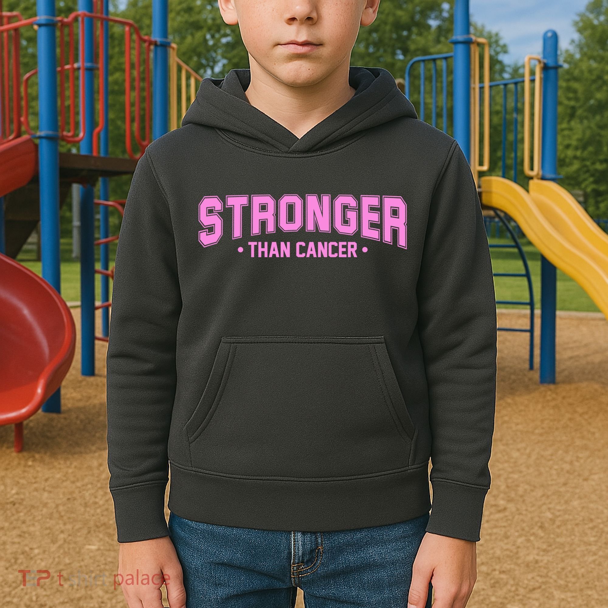 Stronger Than Cancer Breast Cancer Awareness Kids Hoodie