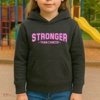 Stronger Than Cancer Breast Cancer Awareness Kids Hoodie thumb 3
