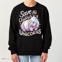 Save The Chubby Unicorns Funny Rhino Rhinoceros Women's Sweatshirt thumb 0