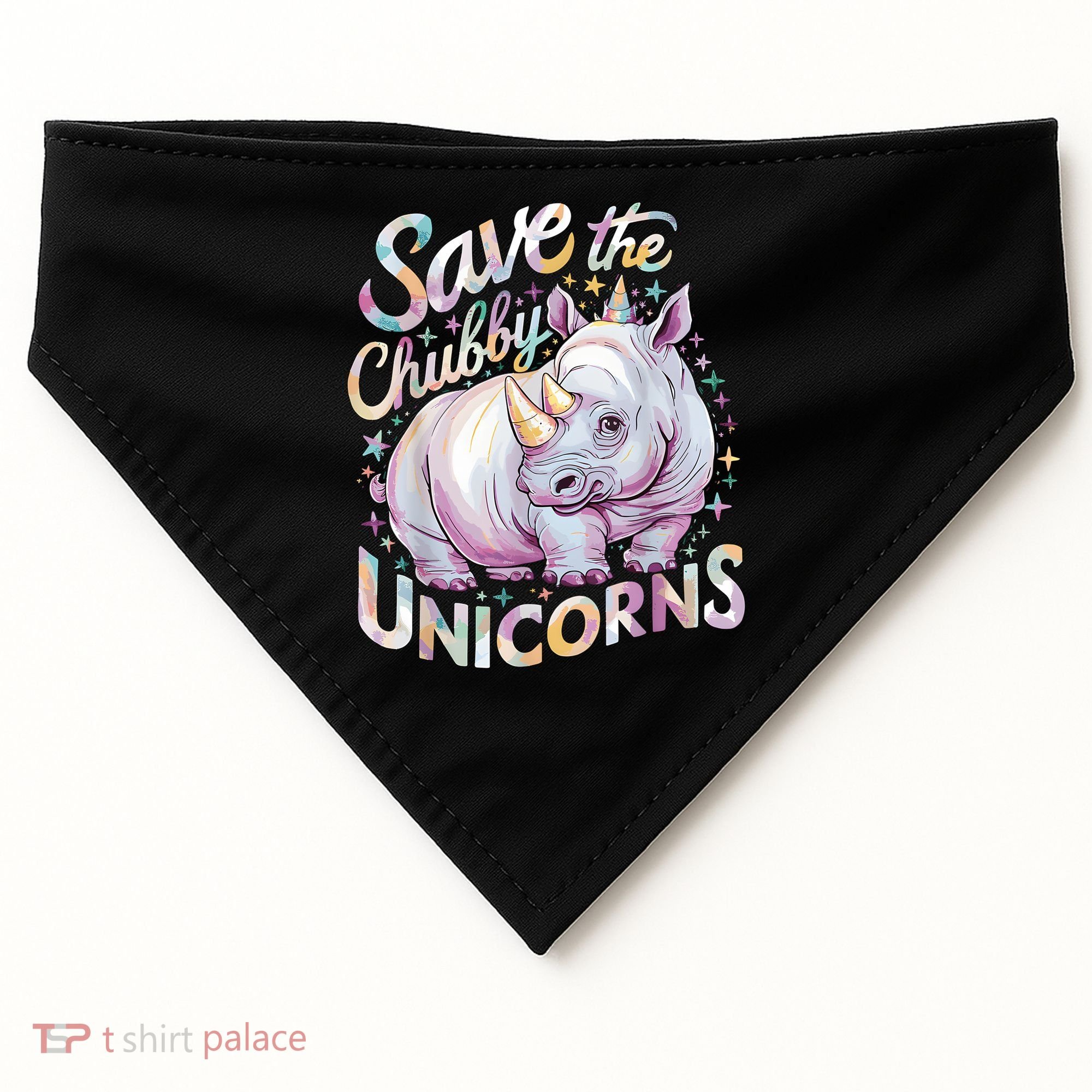 Save The Chubby Unicorns Funny Rhino Rhinoceros USA-Made Doggie Bandana