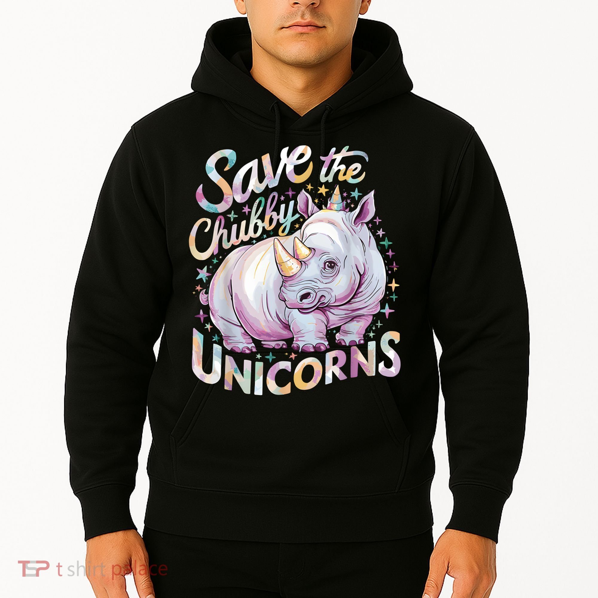 Save The Chubby Unicorns Funny Rhino Rhinoceros Hoodie