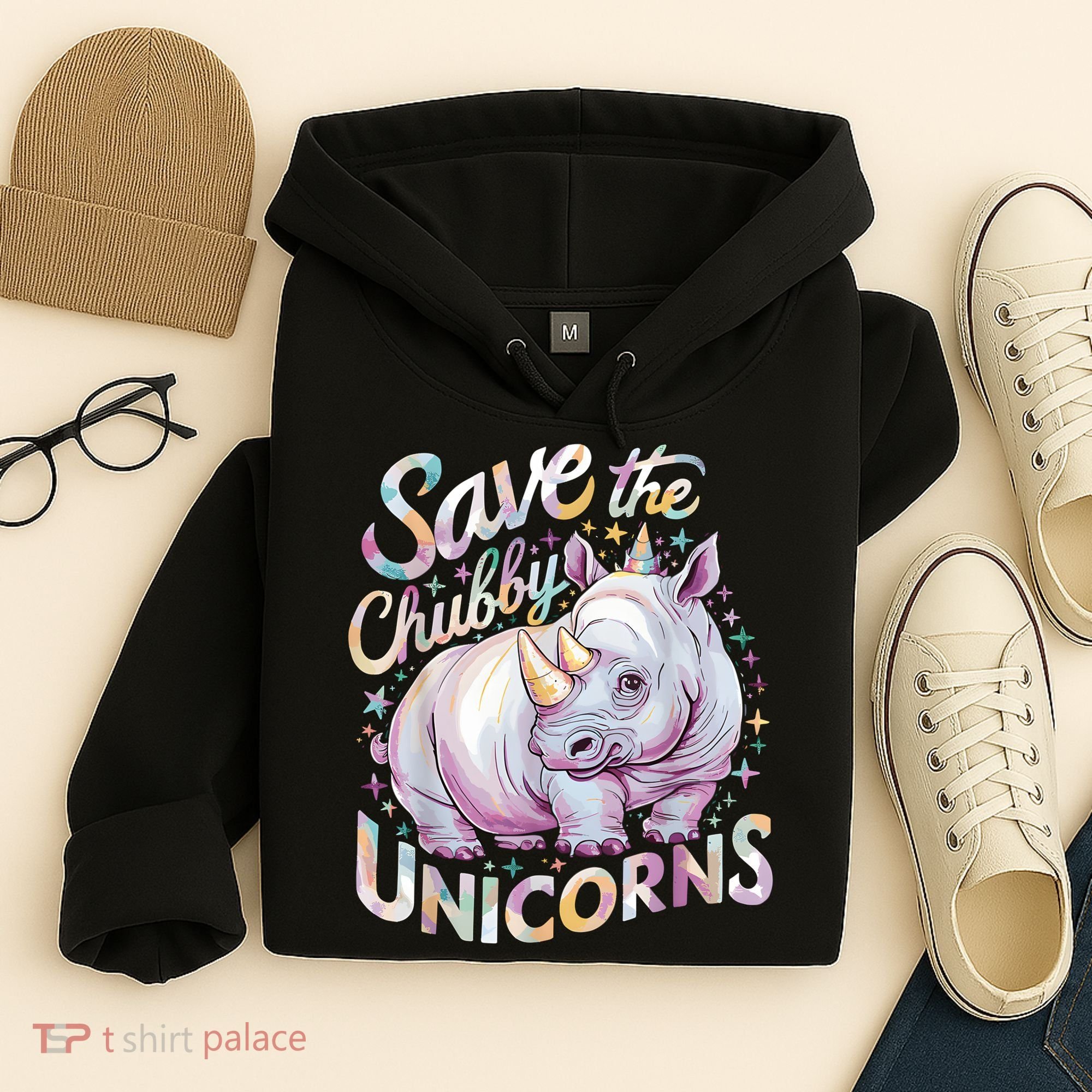 Save The Chubby Unicorns Funny Rhino Rhinoceros Hoodie