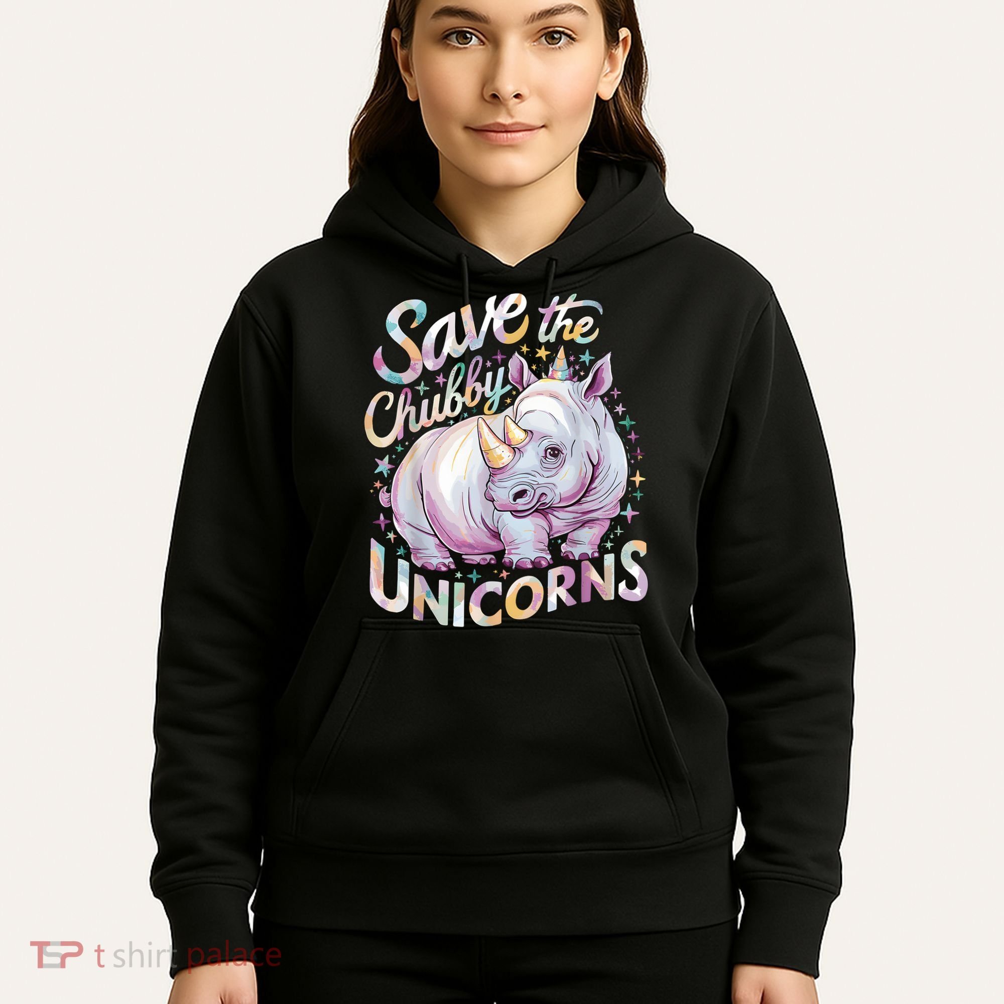 Save The Chubby Unicorns Funny Rhino Rhinoceros Hoodie