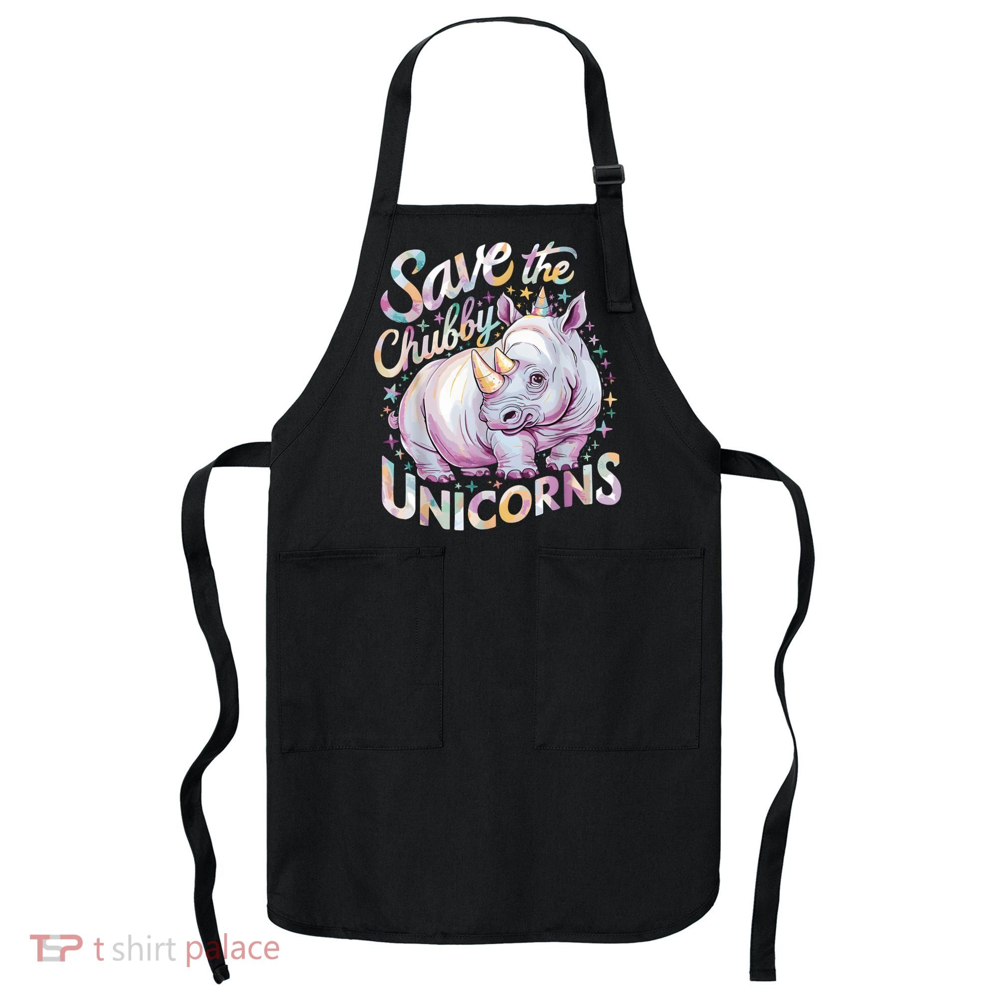 Save The Chubby Unicorns Funny Rhino Rhinoceros Apron
