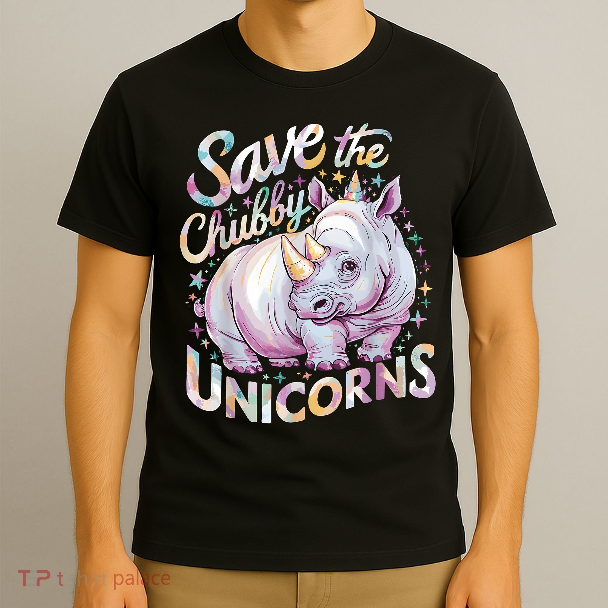 Save The Chubby Unicorns Funny Rhino Rhinoceros T-Shirt