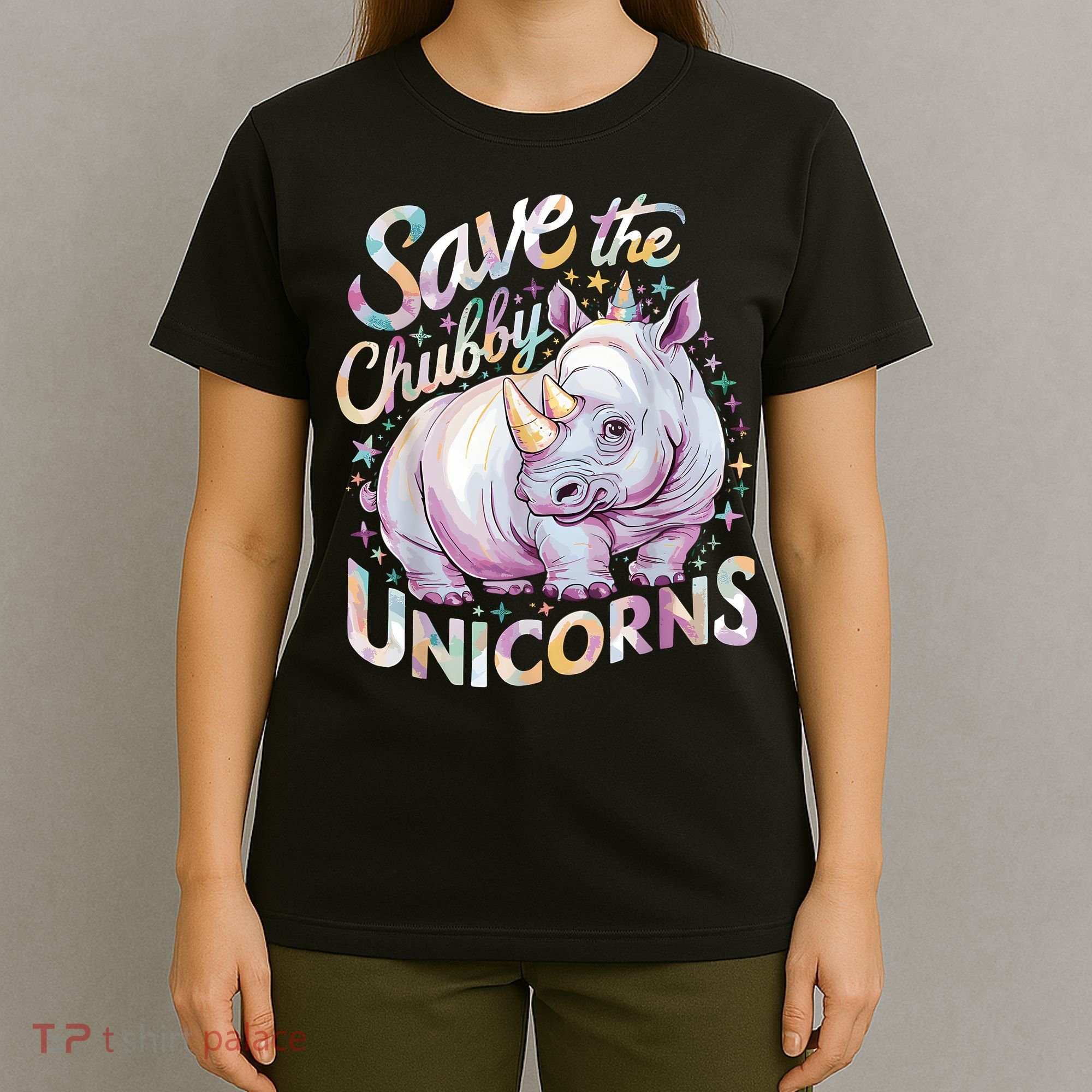 Save The Chubby Unicorns Funny Rhino Rhinoceros T-Shirt