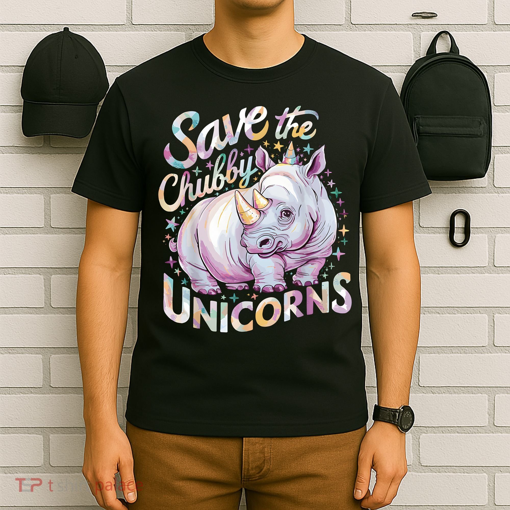 Save The Chubby Unicorns Funny Rhino Rhinoceros T-Shirt