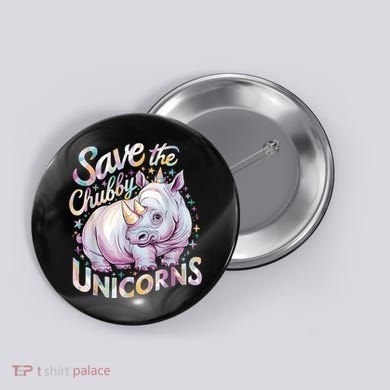 Save The Chubby Unicorns Funny Rhino Rhinoceros Button