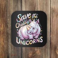 Save The Chubby Unicorns Funny Rhino Rhinoceros Coaster thumb 0