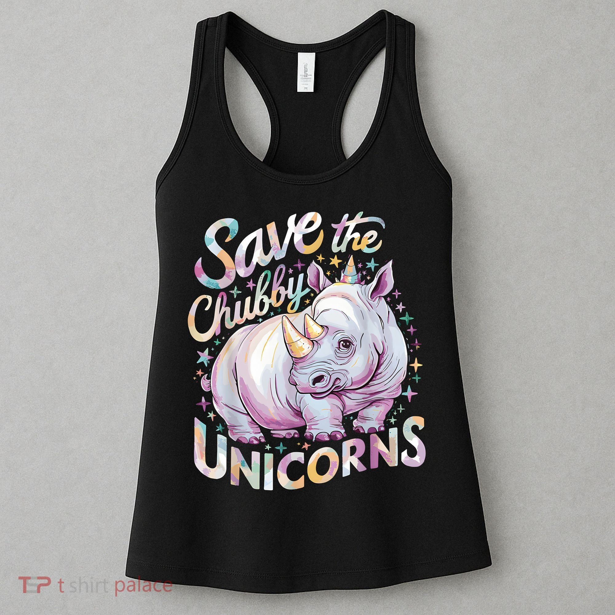 Save The Chubby Unicorns Funny Rhino Rhinoceros Women's Tank Top