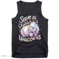 Save The Chubby Unicorns Funny Rhino Rhinoceros Tank Top thumb 0