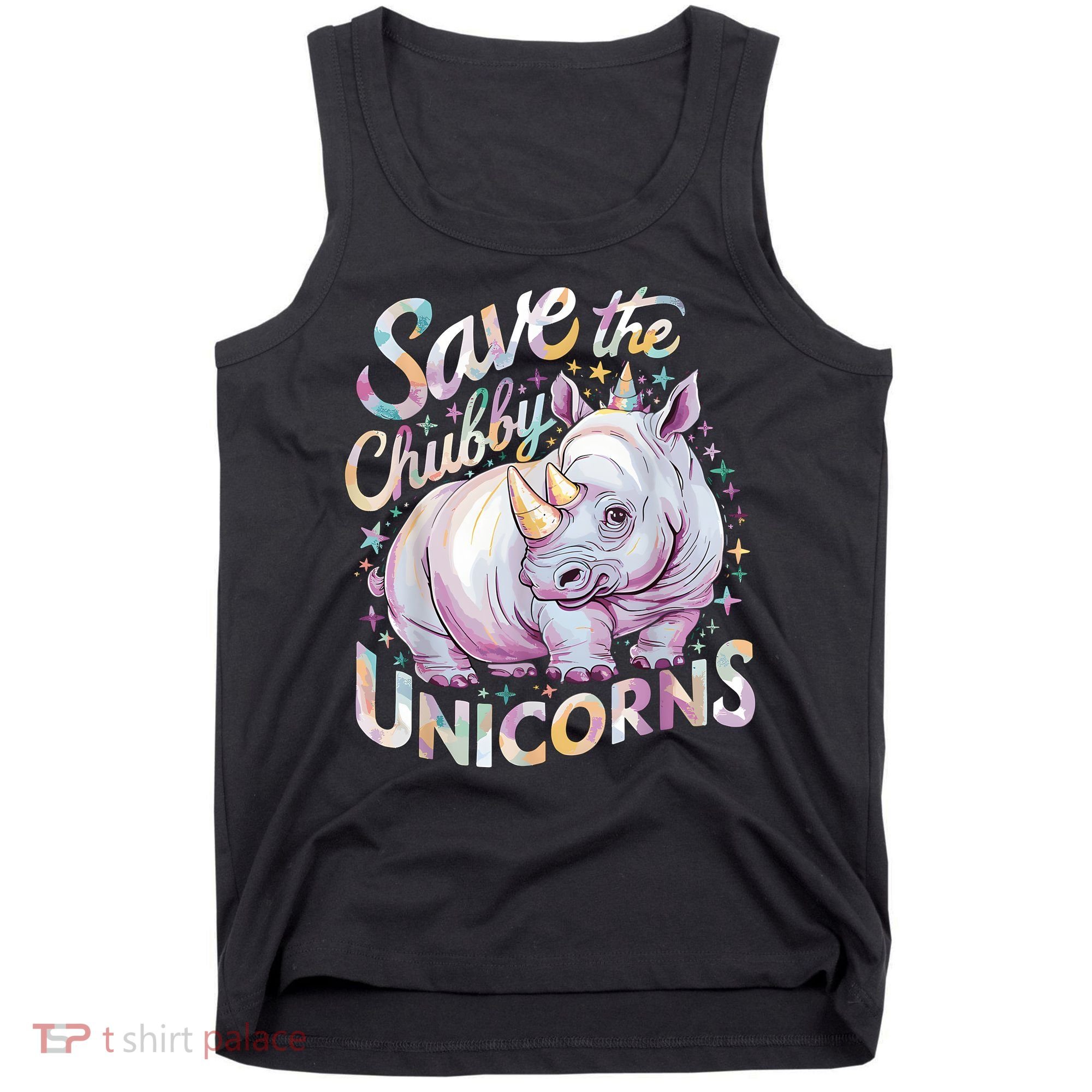 Save The Chubby Unicorns Funny Rhino Rhinoceros Tank Top