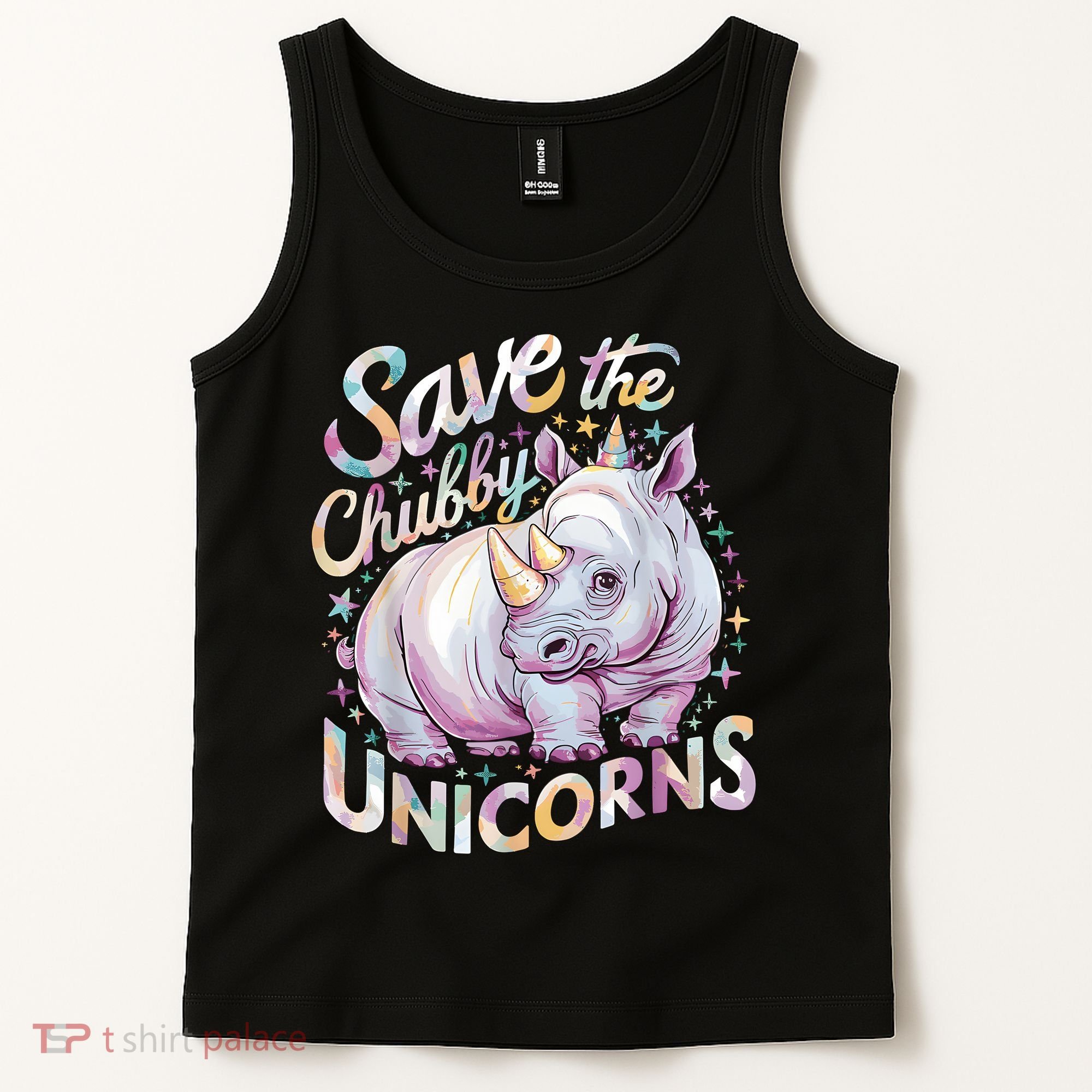 Save The Chubby Unicorns Funny Rhino Rhinoceros Tank Top