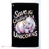 Save The Chubby Unicorns Funny Rhino Rhinoceros Golf Towel thumb 0