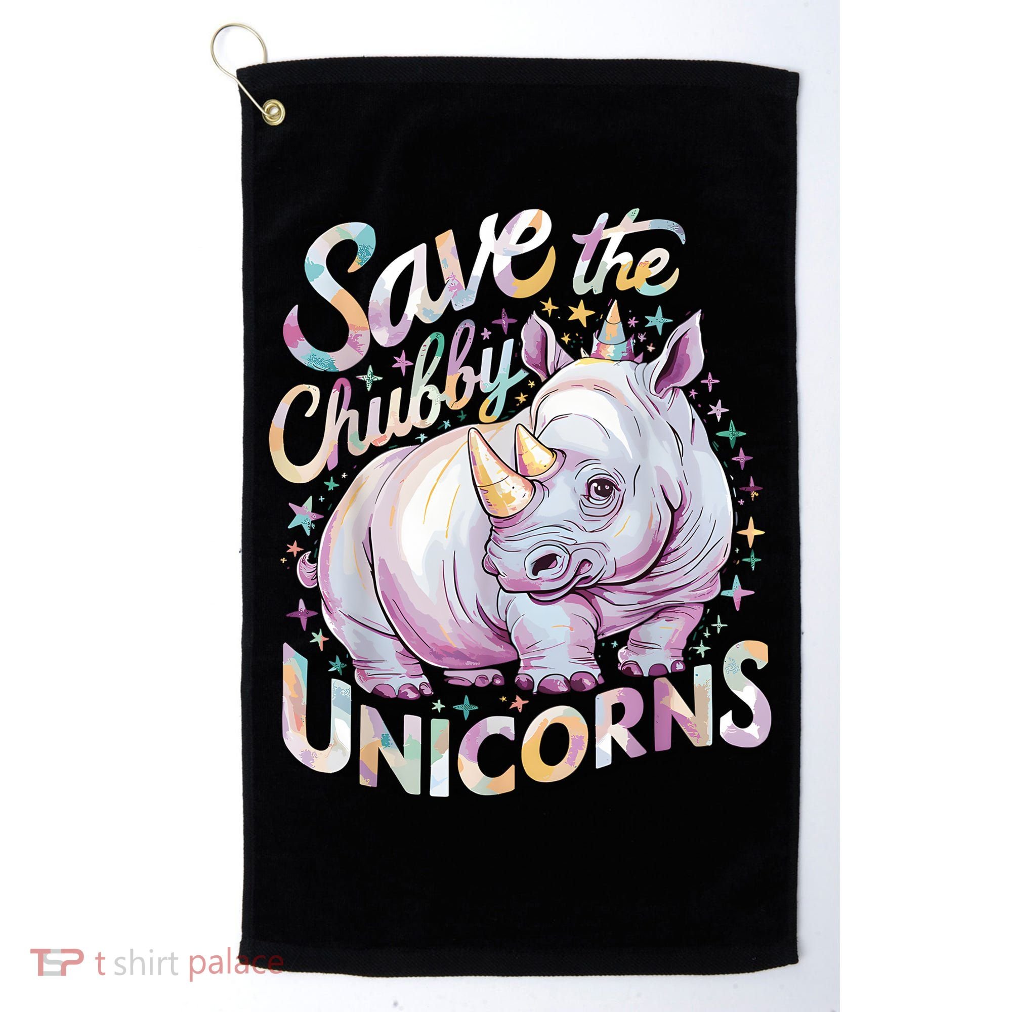 Save The Chubby Unicorns Funny Rhino Rhinoceros Golf Towel
