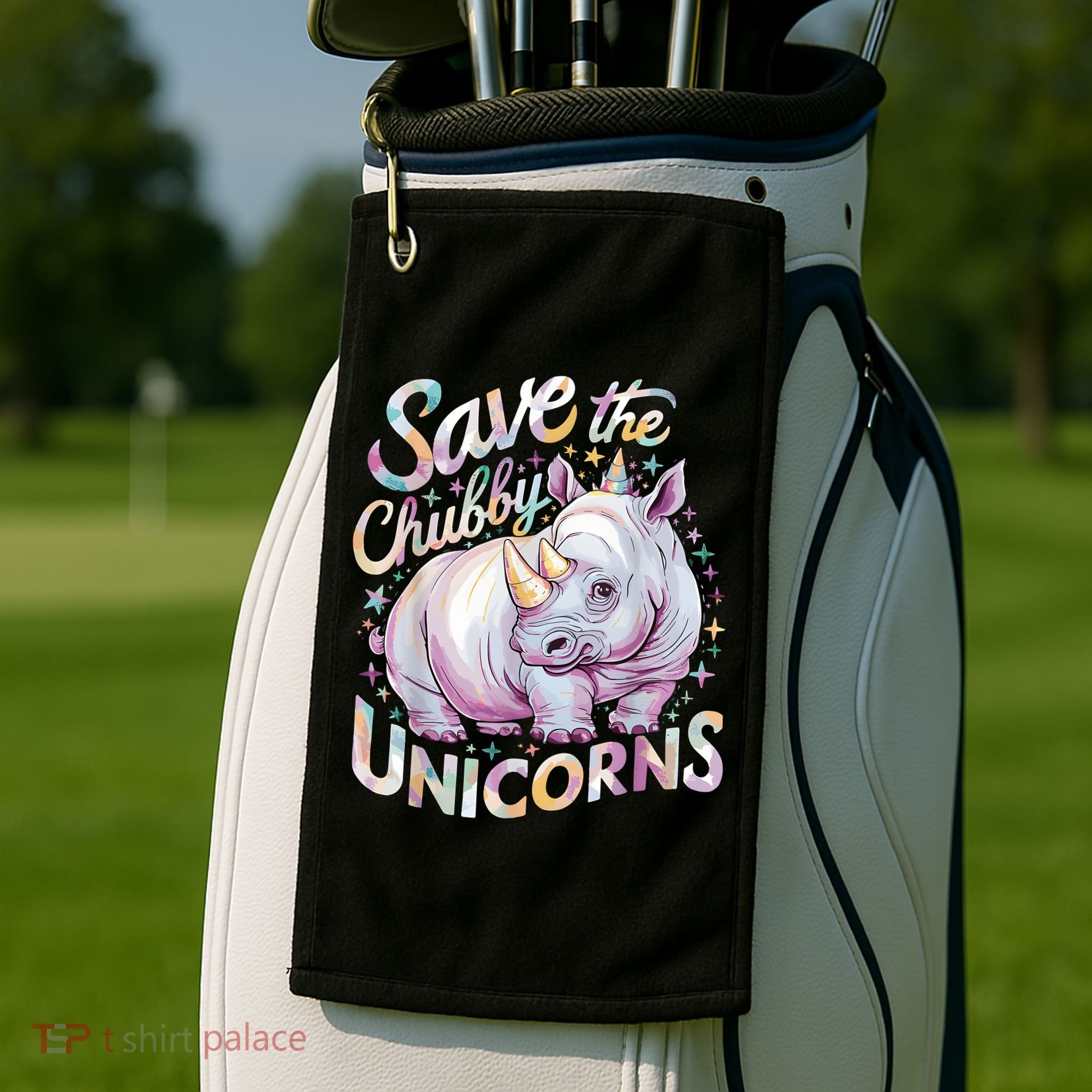 Save The Chubby Unicorns Funny Rhino Rhinoceros Golf Towel