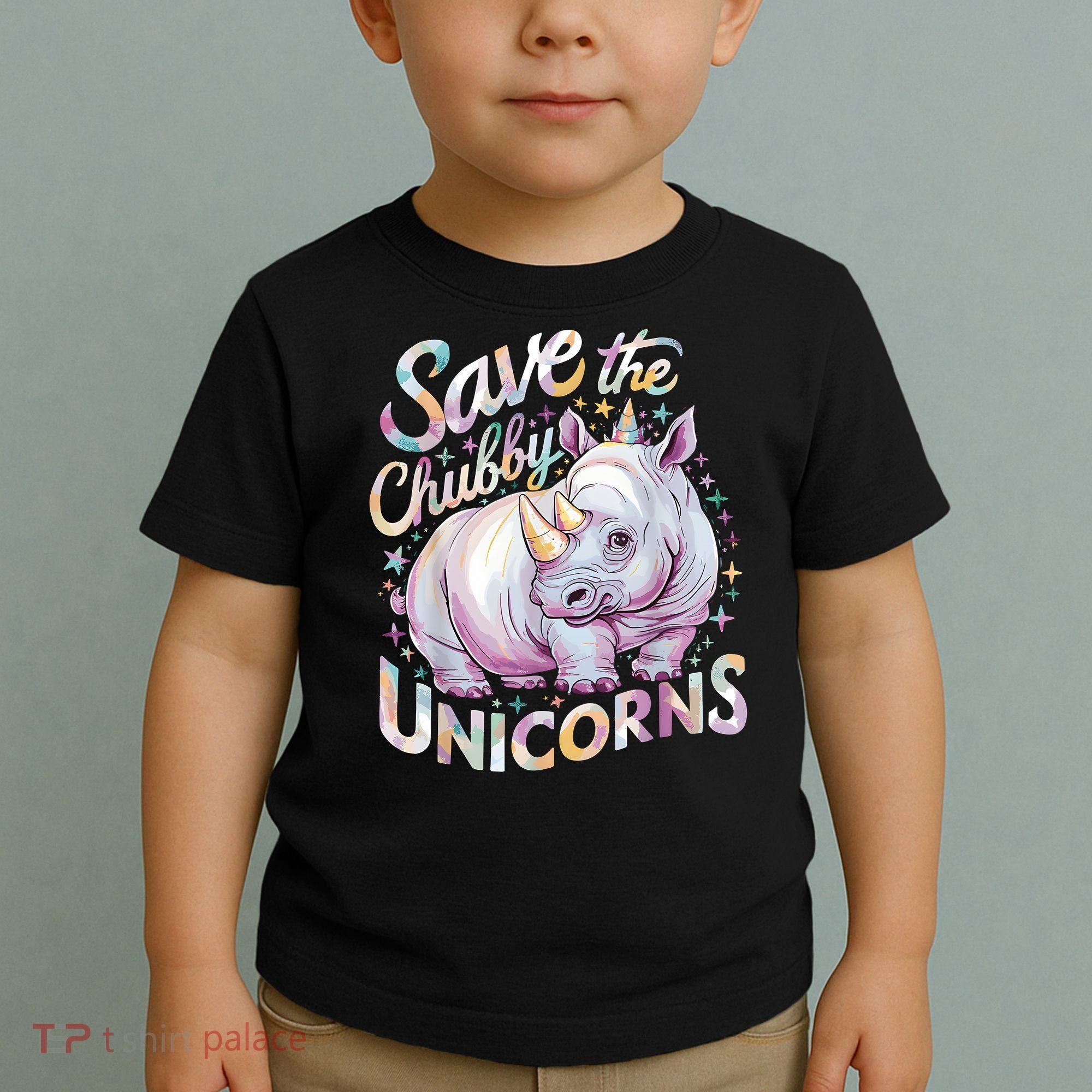 Save The Chubby Unicorns Funny Rhino Rhinoceros Toddler T-Shirt
