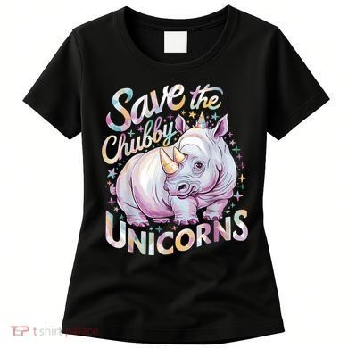 Save The Chubby Unicorns Funny Rhino Rhinoceros Women's T-Shirt