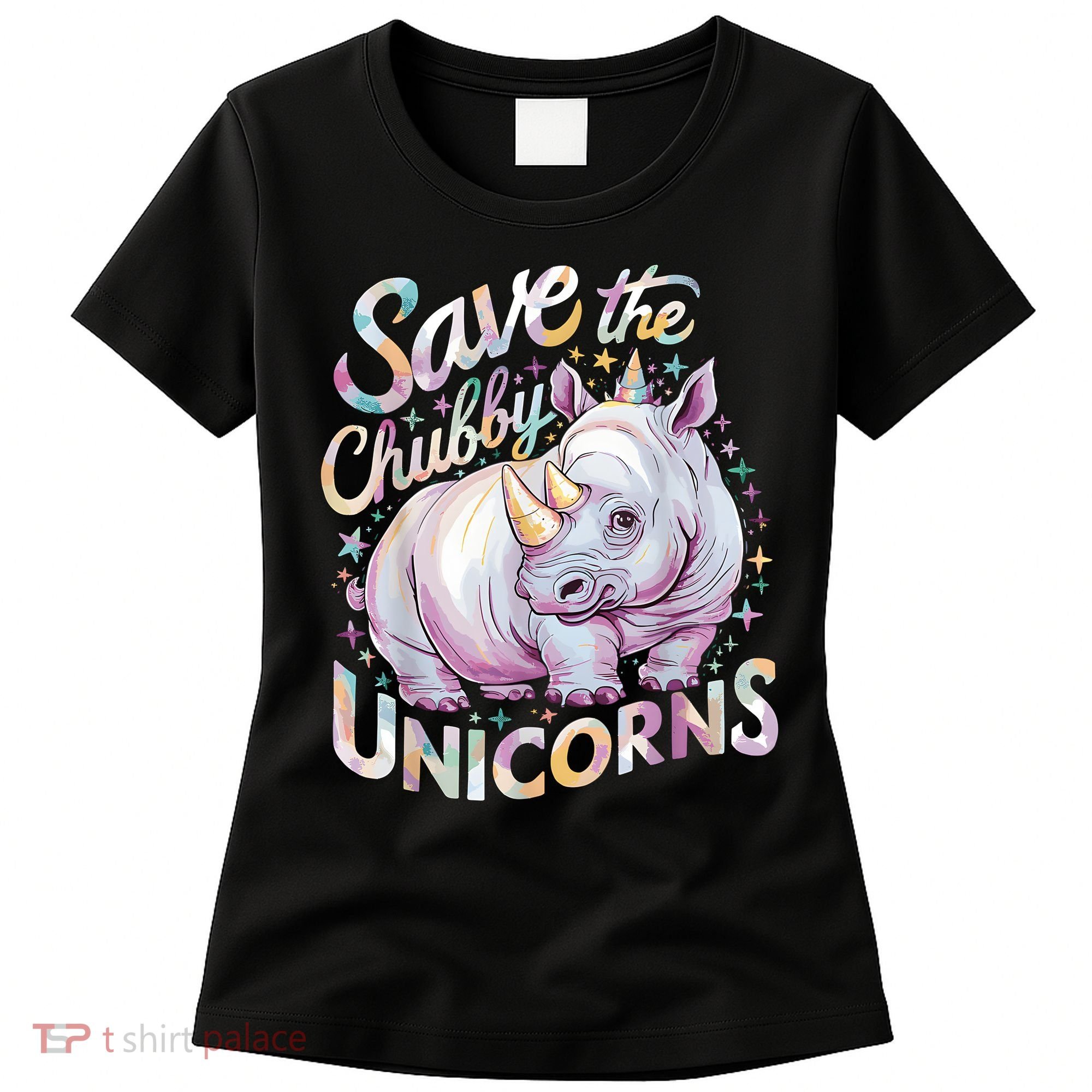 Save The Chubby Unicorns Funny Rhino Rhinoceros Women's T-Shirt