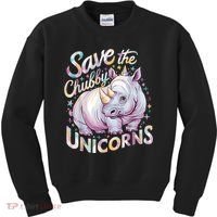 Save The Chubby Unicorns Funny Rhino Rhinoceros Kids Sweatshirt thumb 0