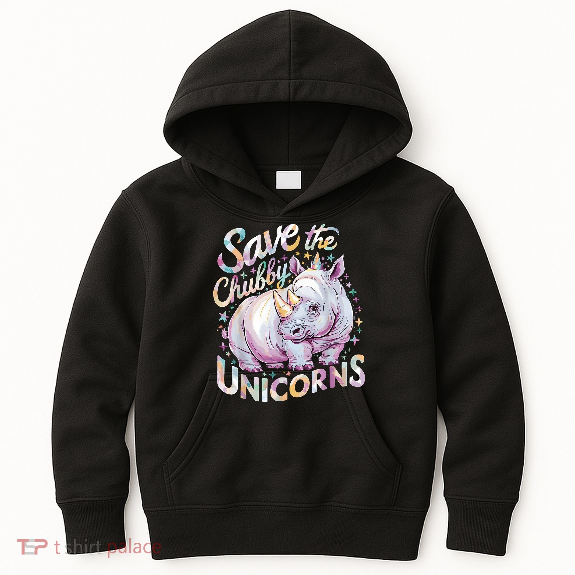 Save The Chubby Unicorns Funny Rhino Rhinoceros Kids Hoodie