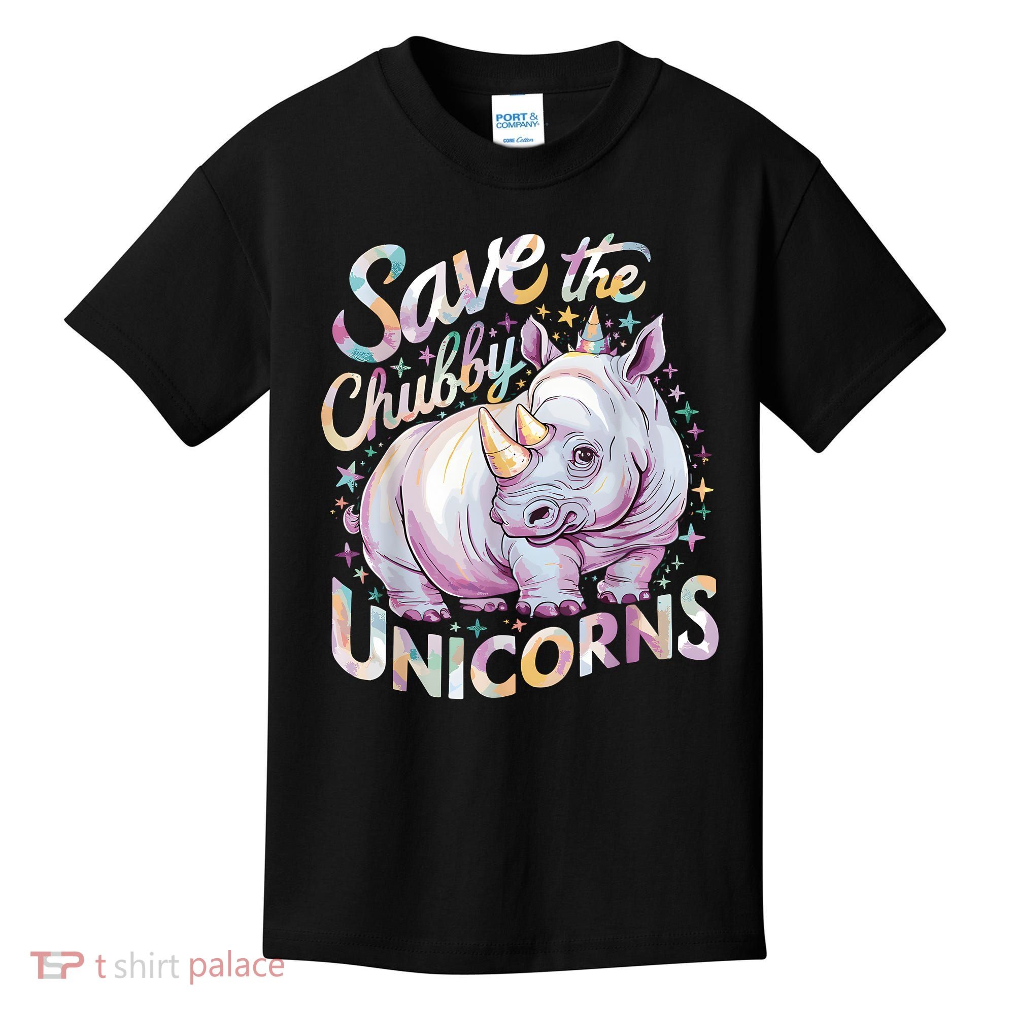 Save The Chubby Unicorns Funny Rhino Rhinoceros Kids T-Shirt