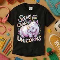 Save The Chubby Unicorns Funny Rhino Rhinoceros Kids T-Shirt thumb 3
