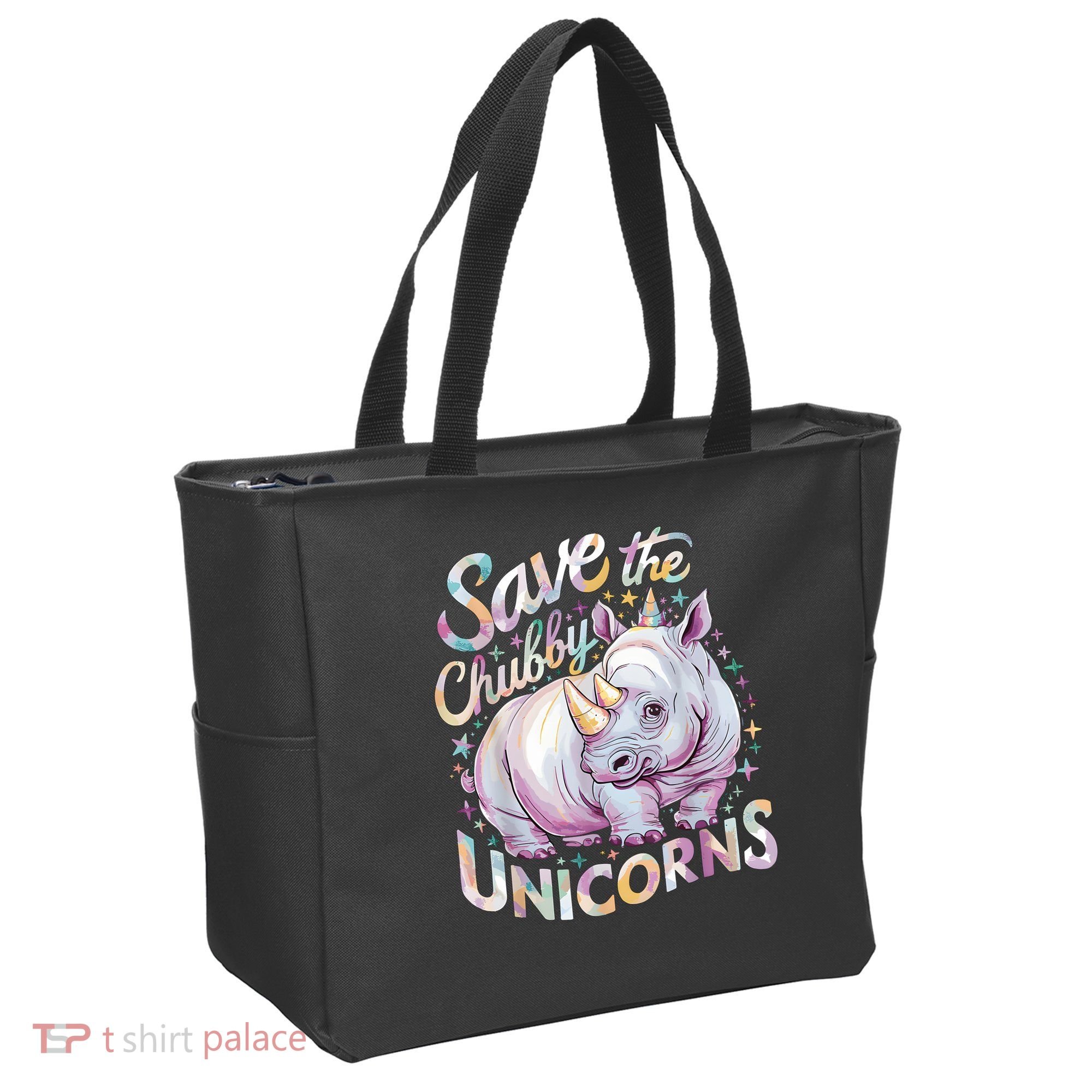 Save The Chubby Unicorns Funny Rhino Rhinoceros Tote Bag