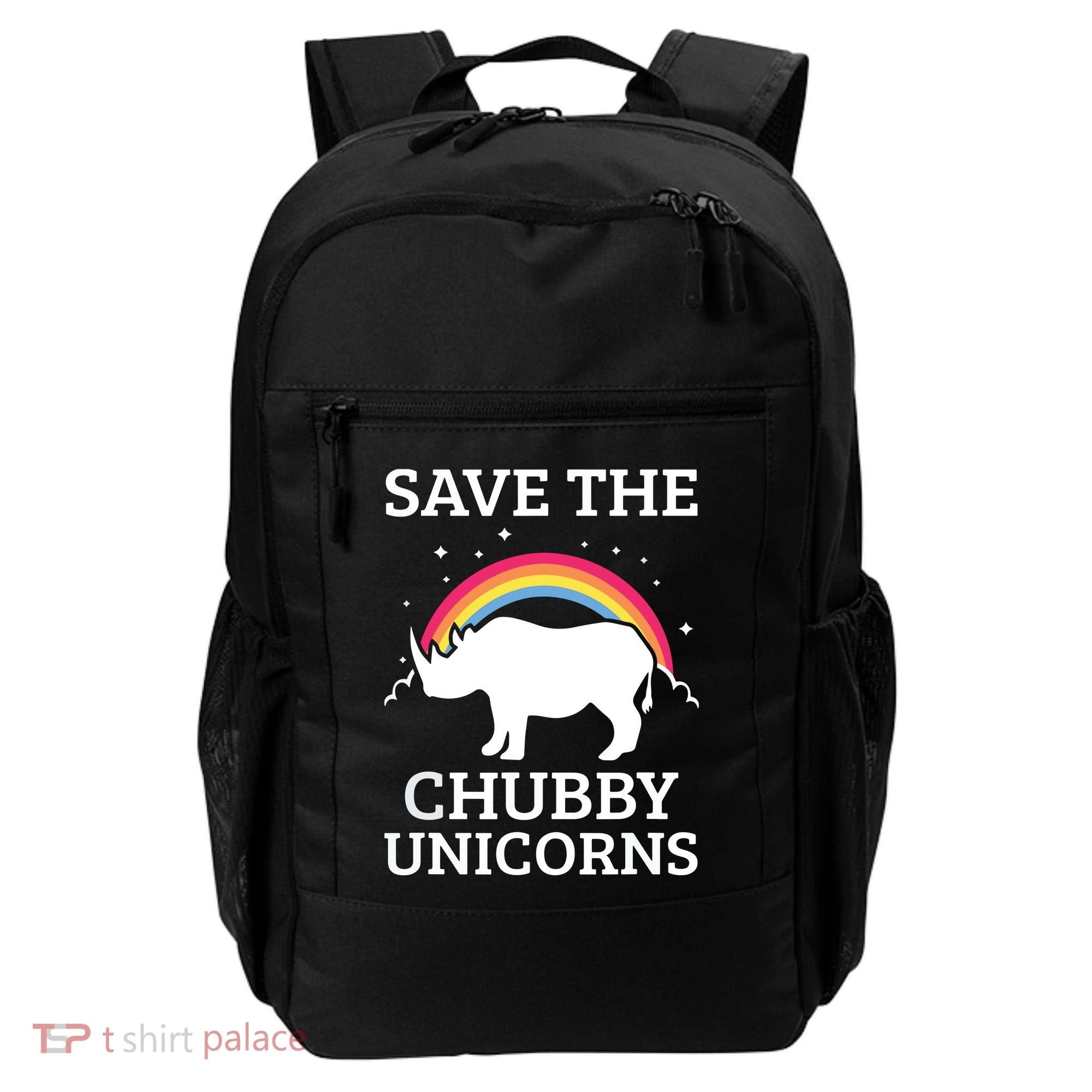 SAVE THE CHUBBY UNICORNS Gift Rhino Conservation Rainbow Backpack