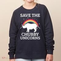 SAVE THE CHUBBY UNICORNS Gift Rhino Conservation Rainbow Women's Sweatshirt thumb 0