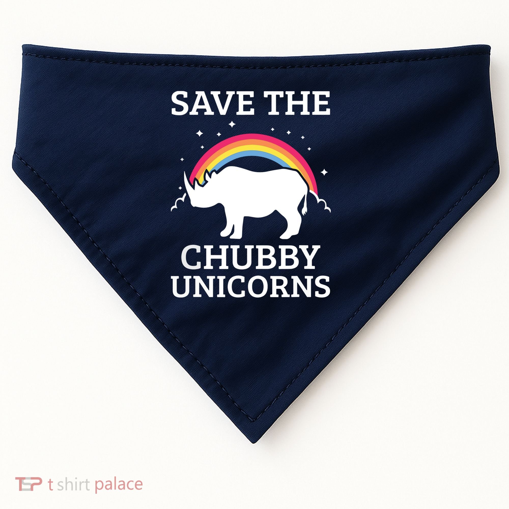 SAVE THE CHUBBY UNICORNS Gift Rhino Conservation Rainbow USA-Made Doggie Bandana