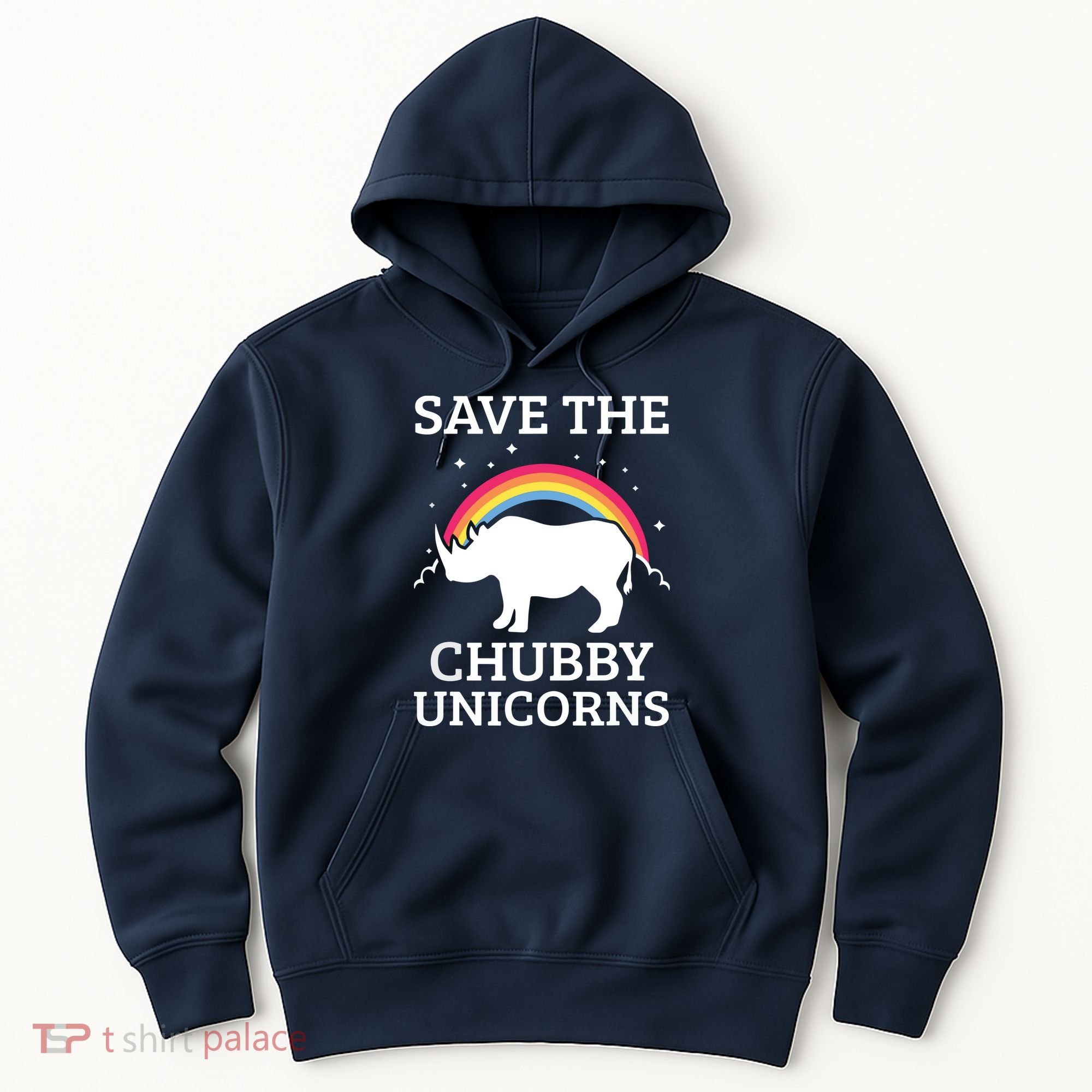 SAVE THE CHUBBY UNICORNS Gift Rhino Conservation Rainbow Hoodie