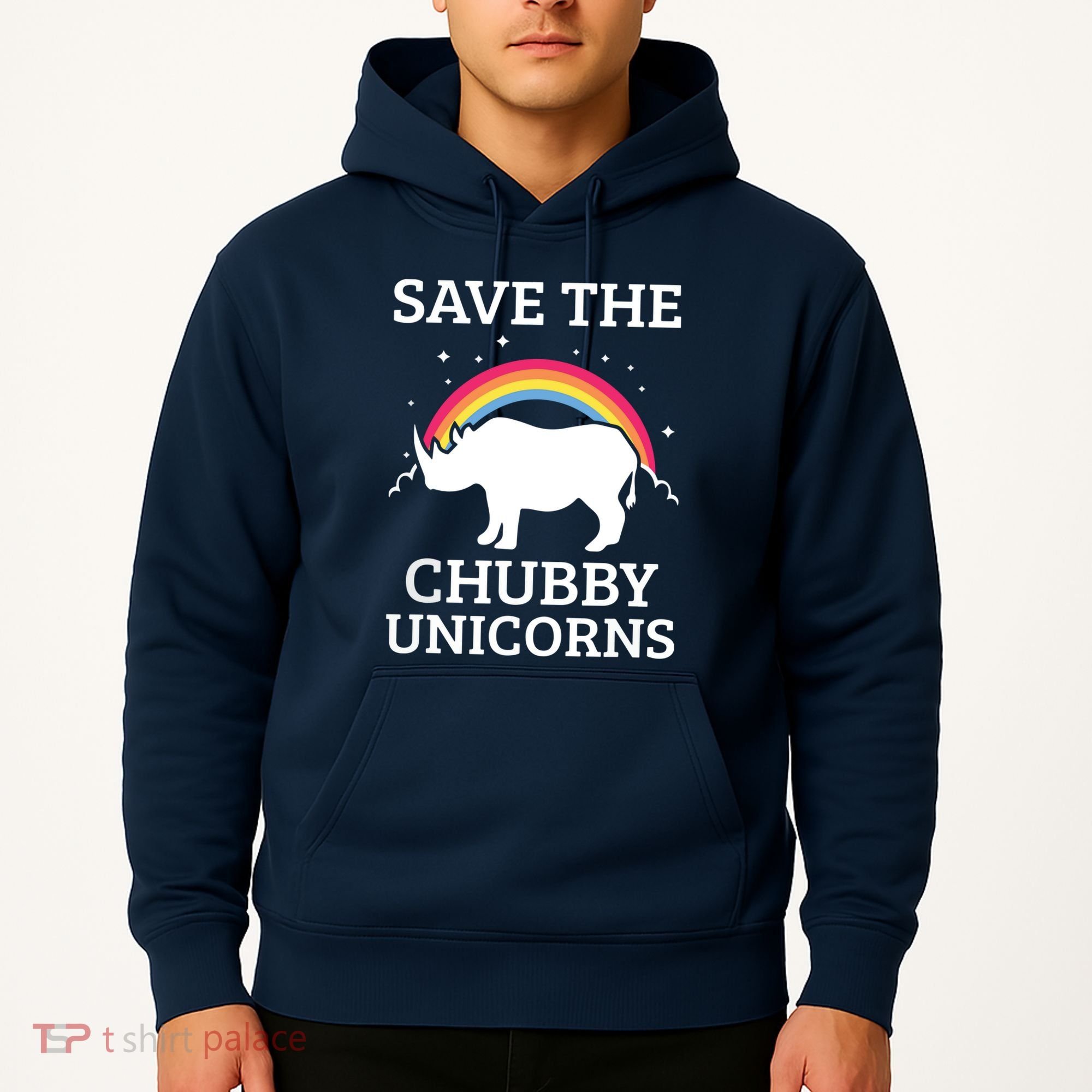 SAVE THE CHUBBY UNICORNS Gift Rhino Conservation Rainbow Hoodie