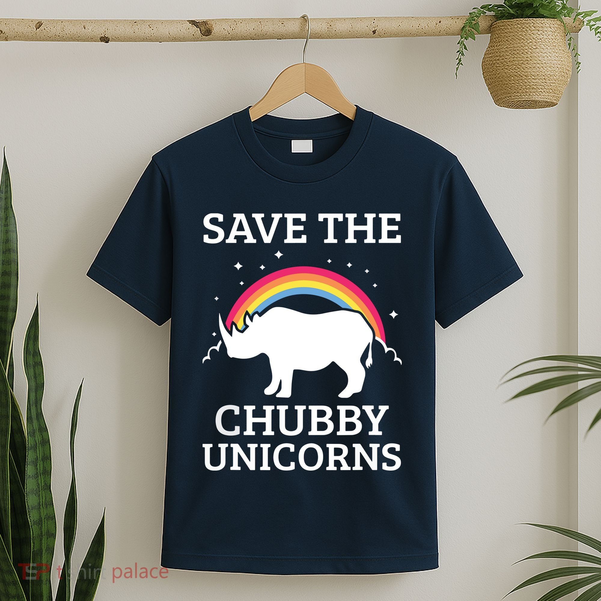 SAVE THE CHUBBY UNICORNS Gift Rhino Conservation Rainbow T-Shirt