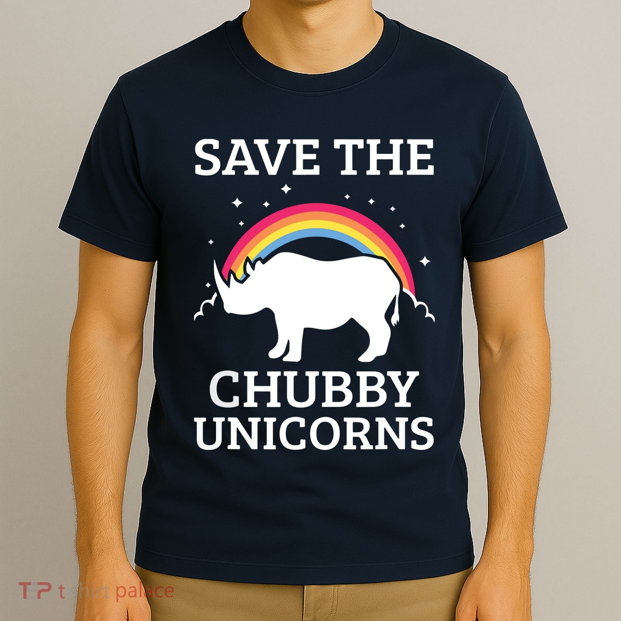 SAVE THE CHUBBY UNICORNS Gift Rhino Conservation Rainbow T-Shirt
