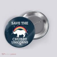 SAVE THE CHUBBY UNICORNS Gift Rhino Conservation Rainbow Button thumb 0