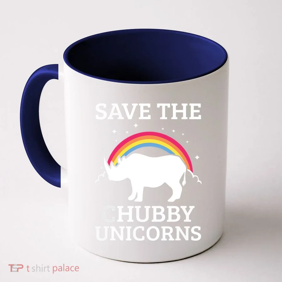 SAVE THE CHUBBY UNICORNS Gift Rhino Conservation Rainbow Coffee Mug
