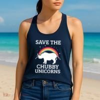 SAVE THE CHUBBY UNICORNS Gift Rhino Conservation Rainbow Women's Tank Top thumb 2