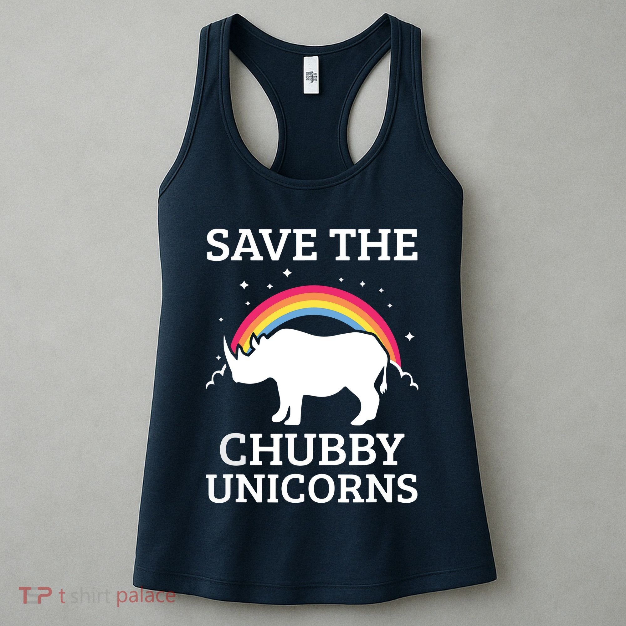 SAVE THE CHUBBY UNICORNS Gift Rhino Conservation Rainbow Women's Tank Top