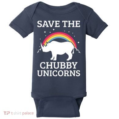 SAVE THE CHUBBY UNICORNS Gift Rhino Conservation Rainbow Baby Bodysuit