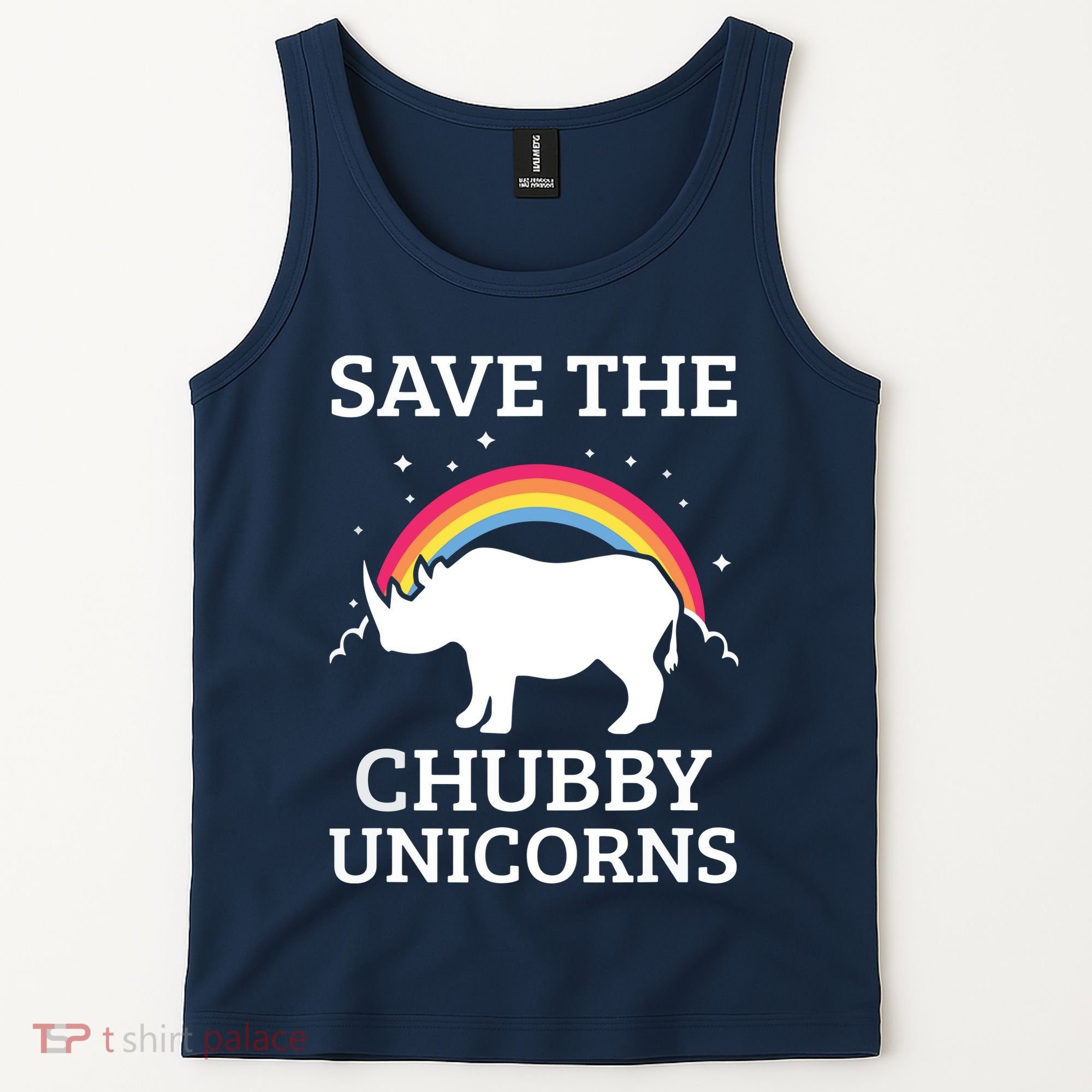 SAVE THE CHUBBY UNICORNS Gift Rhino Conservation Rainbow Tank Top