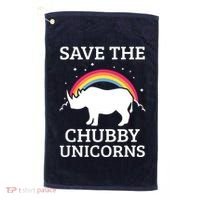 SAVE THE CHUBBY UNICORNS Gift Rhino Conservation Rainbow Golf Towel thumb 0