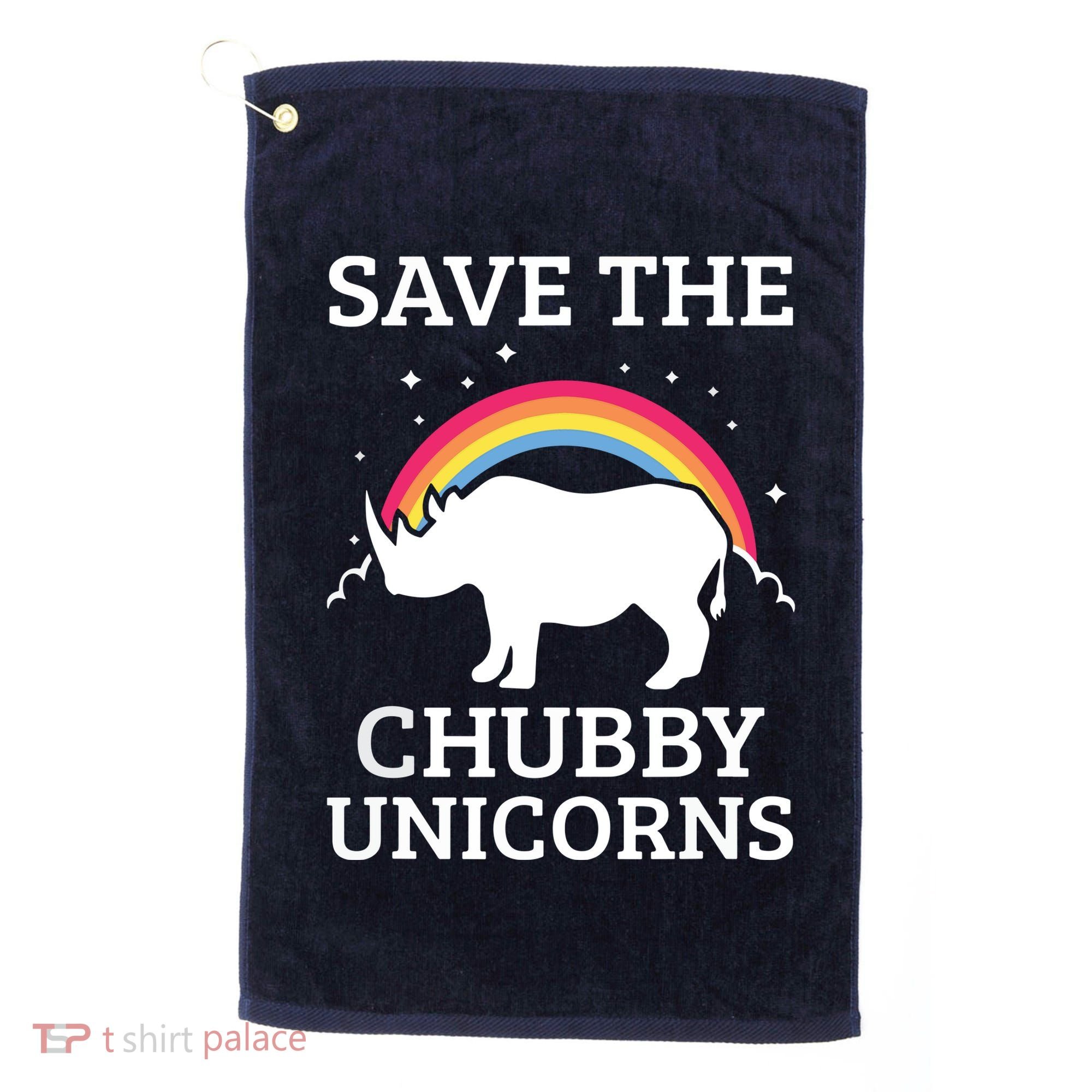 SAVE THE CHUBBY UNICORNS Gift Rhino Conservation Rainbow Golf Towel