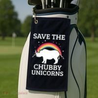 SAVE THE CHUBBY UNICORNS Gift Rhino Conservation Rainbow Golf Towel thumb 2